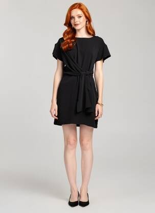 Robe courte manches courtes manches courtes noir KAFFE femme