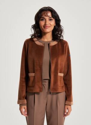 Veste casual col rond marron LE PETIT BAIGNEUR femme