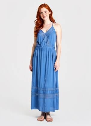 Robe longue coupe cintrée fines bretelles bleu FREEMAN T.PORTER femme