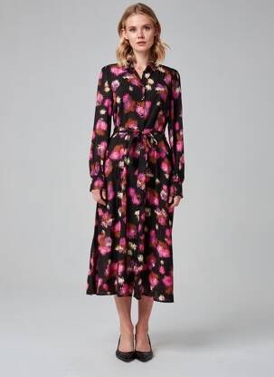 Robe longue manches longues manches longues noir KAFFE femme