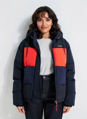 Doudoune manches longues a capuche bleu J&JOY femme