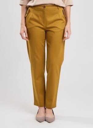 Pantalon chino fermeture zippée sous rabat boutonné taille normale jaune LE PETIT BAIGNEUR femme