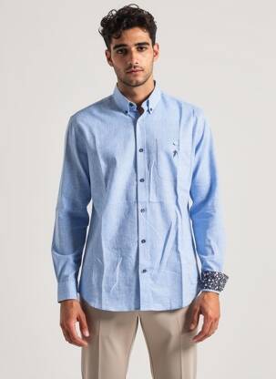 Chemise manches longues coupe droite bleu RUCKFIELD homme