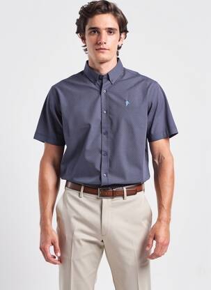 Chemise manches courtes imprimé fantaisie bleu RUCKFIELD homme
