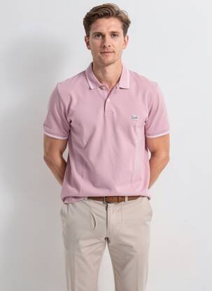 Polo stretch manches courtes rose LEE homme