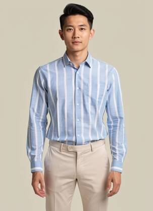 Chemise manches longues coupe droite bleu SERGE BLANCO homme