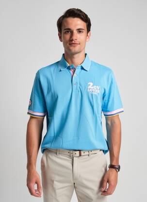 Polo stretch manches courtes bleu RUCKFIELD homme
