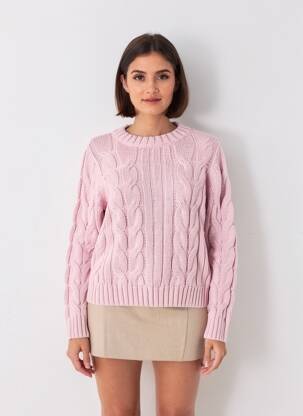 Pull resserrée sur le bas manches longues rose WRANGLER femme