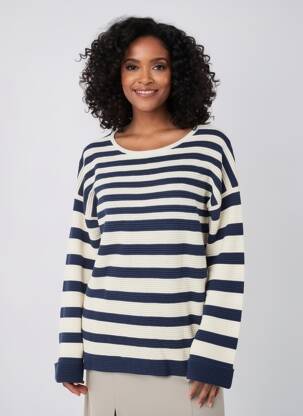 Pull coupe droite manches longues bleu WHITE STUFF femme