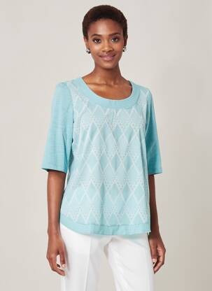 Top stretch manches courtes bleu WHITE STUFF femme