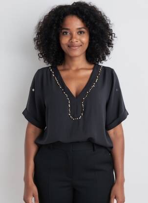 Top manches courtes manches courtes noir MOLLY BRACKEN femme