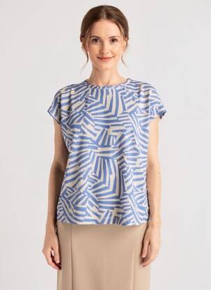 Top imprimé fantaisie manches courtes bleu WHITE STUFF femme