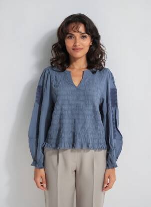 Top manches longues manches longues bleu INDI & COLD femme