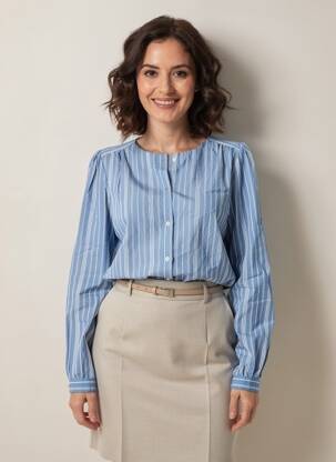 Chemisier manches longues manches longues bleu LA FEE MARABOUTEE femme