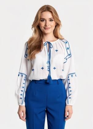 Blouse col rond manches longues bleu MOLLY BRACKEN femme