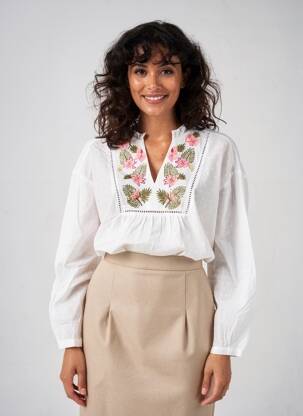 Blouse poignets boutonnés avec fente manches longues vert MOLLY BRACKEN femme