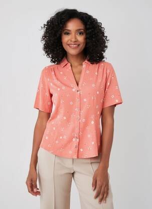 Chemisier coupe cintrée manches courtes rose WHITE STUFF femme