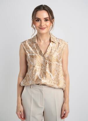 Chemisier imprimé fantaisie sans manche marron MOLLY BRACKEN femme