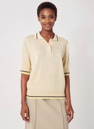 Pull resserrée sur le bas manches courtes beige INDI & COLD femme