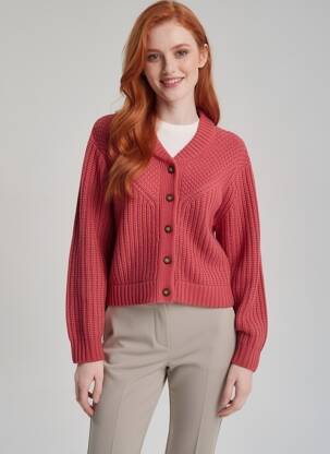 Gilet manches longues col rond rose WRANGLER femme