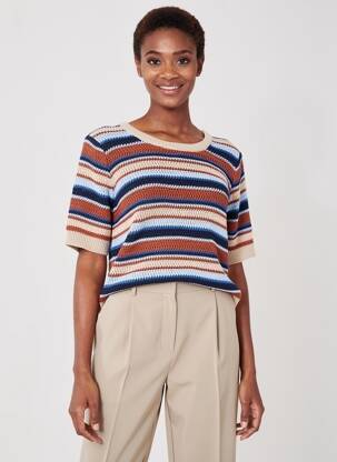 Top manches courtes manches courtes bleu LA FEE MARABOUTEE femme