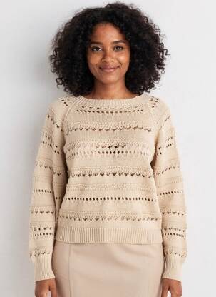 Pull maille ajourée manches longues marron PAKO LITTO femme