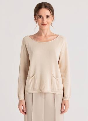 Pull coupe droite manches longues beige PAKO LITTO femme