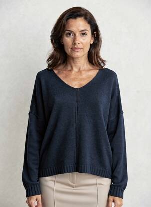 Pull coupe droite manches longues bleu PAKO LITTO femme