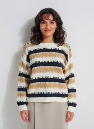 Pull maille ajourée manches longues beige PAKO LITTO femme