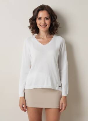 Pull coupe droite manches longues blanc PAKO LITTO femme
