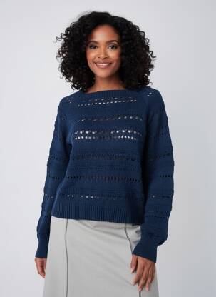 Pull coupe droite manches longues bleu PAKO LITTO femme