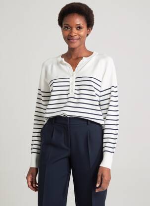 Pull coupe cintrée manches longues blanc MOLLY BRACKEN femme