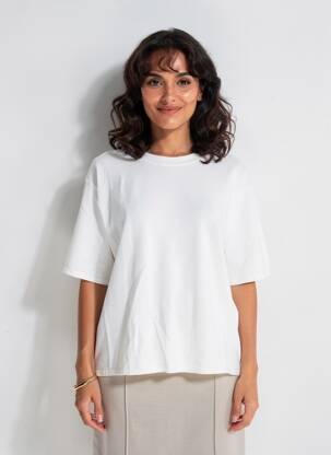 T-shirt coupe droite manches courtes blanc MOLLY BRACKEN femme