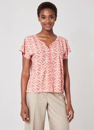 Top imprimé fantaisie manches courtes rose WHITE STUFF femme
