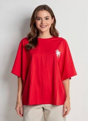 T-shirt coupe droite manches courtes rouge LILI SIDONIO femme