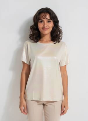 T-shirt coupe droite manches courtes beige MOLLY BRACKEN femme