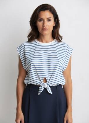 T-shirt col rond manches courtes bleu MOLLY BRACKEN femme