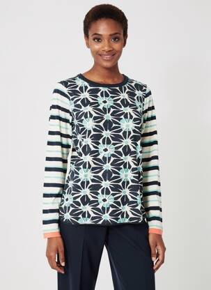 T-shirt imprimé fantaisie manches longues bleu WHITE STUFF femme