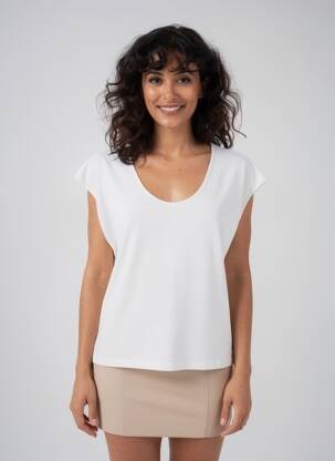 T-shirt coupe droite manches courtes blanc MOLLY BRACKEN femme