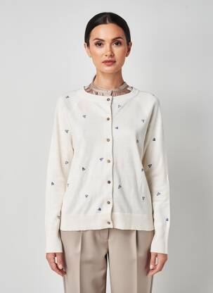 Gilet manches longues col rond beige WHITE STUFF femme