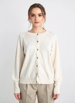 Gilet manches longues col rond beige WHITE STUFF femme