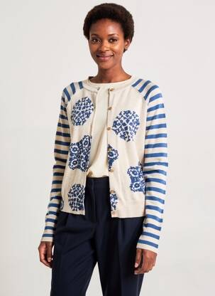 Gilet manches longues col rond beige WHITE STUFF femme
