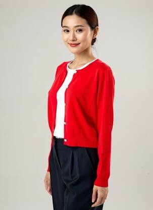 Gilet manches longues col rond rouge MOLLY BRACKEN femme