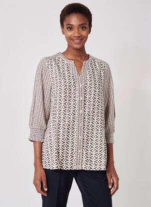 Chemisier tissage crêpe manches 3/4 noir WHITE STUFF femme