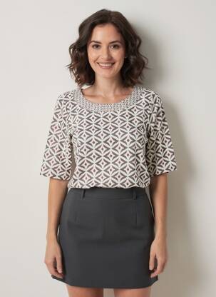 T-shirt coupe droite manches courtes beige WHITE STUFF femme