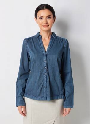 Chemisier coupe cintrée manches longues bleu WHITE STUFF femme