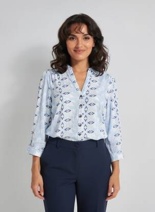 Chemisier coupe cintrée manches longues bleu WHITE STUFF femme