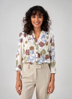 Chemisier coupe cintrée manches longues beige WHITE STUFF femme