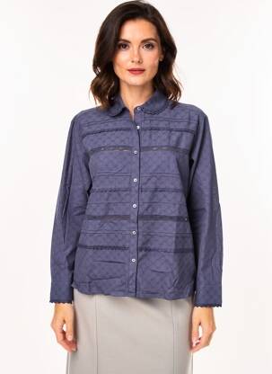 Chemisier coupe droite manches longues bleu INDI & COLD femme