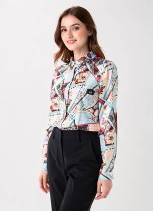 Chemisier coupe cintrée manches longues bleu FREEMAN T.PORTER femme